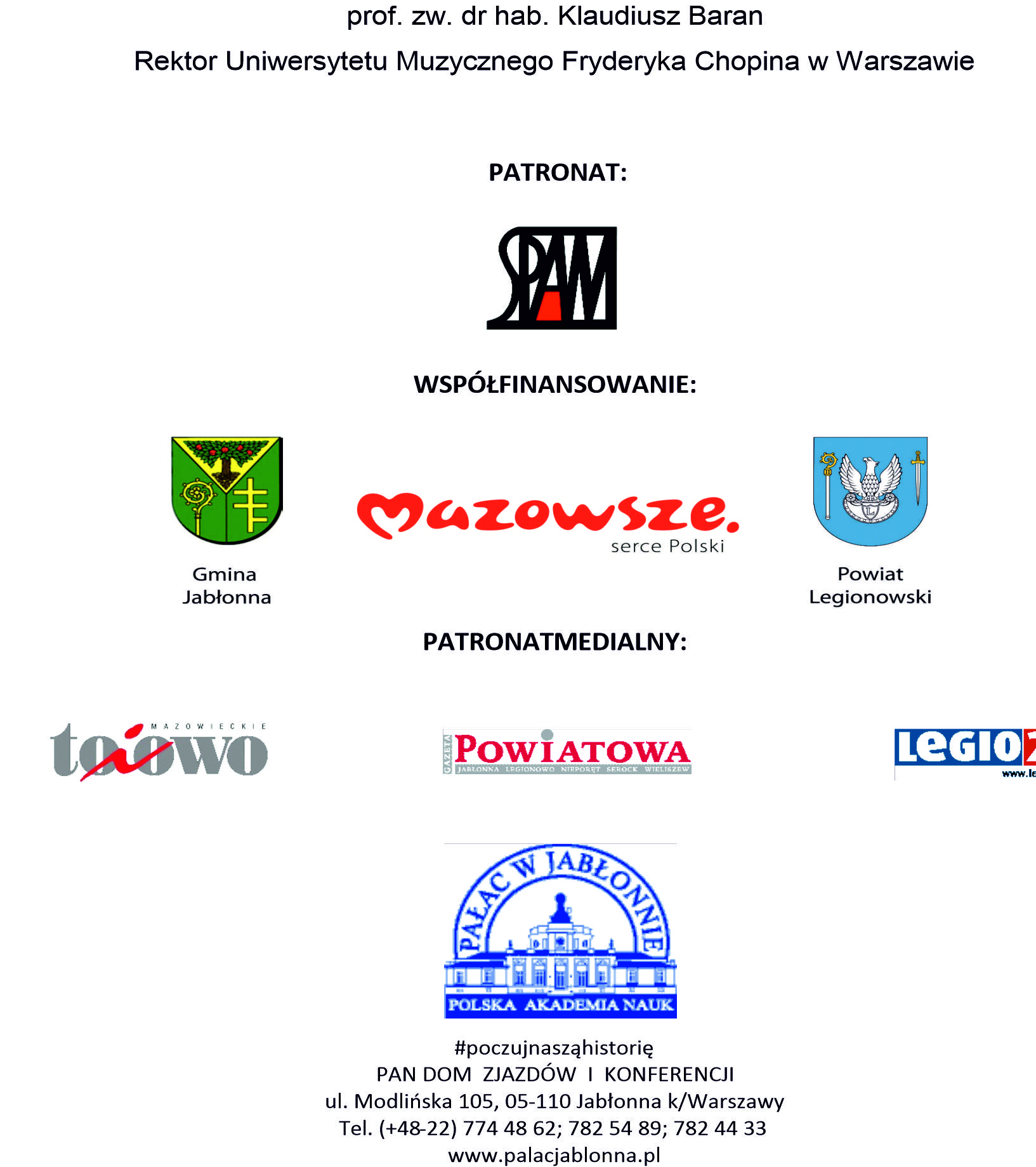 patronaty patronat: spam współfinasnsowanie: gmina Jabłonna powiat legionowski, mazowsze, patronat medialny; to i owo, powiatowa, legio24,